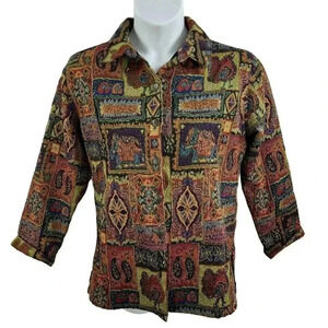 Chicos L Vintage 90s Shacket Embroidered Anniversary Collection Tapestry Beaded